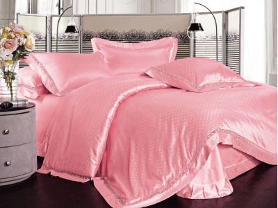 Jaquard Soft Silk Cotton Bedding Set-ANLS(PINK)